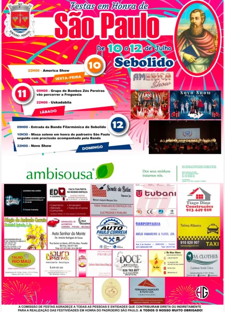 Cartaz Festa em honra de São Paulo 2026 - Sebolido