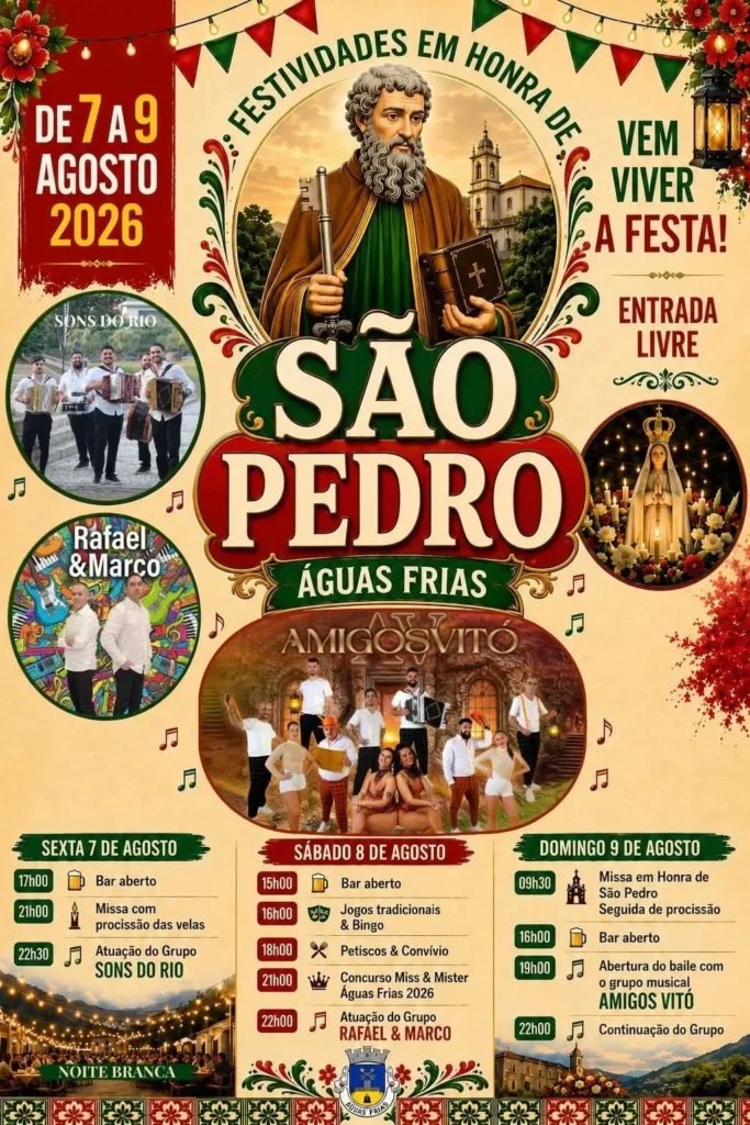 Cartaz Festa em honra de São Pedro 2026 - Águas Frias