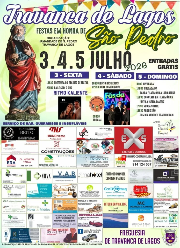 Cartaz Festa em honra de São Pedro 2026 - Travanca de Lagos
