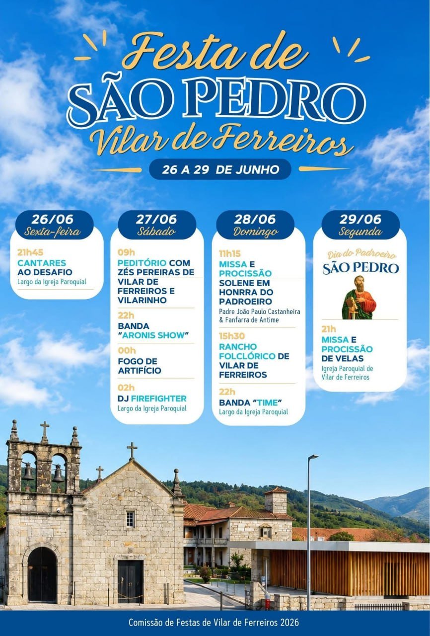 Cartaz Festa em honra de São Pedro 2026 - Vilar de Ferreiros