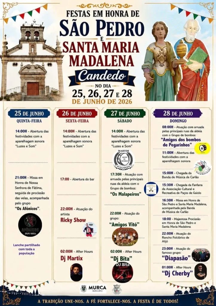 Cartaz Festa em honra de São Pedro e Santa Maria Madalena 2026 - Candedo