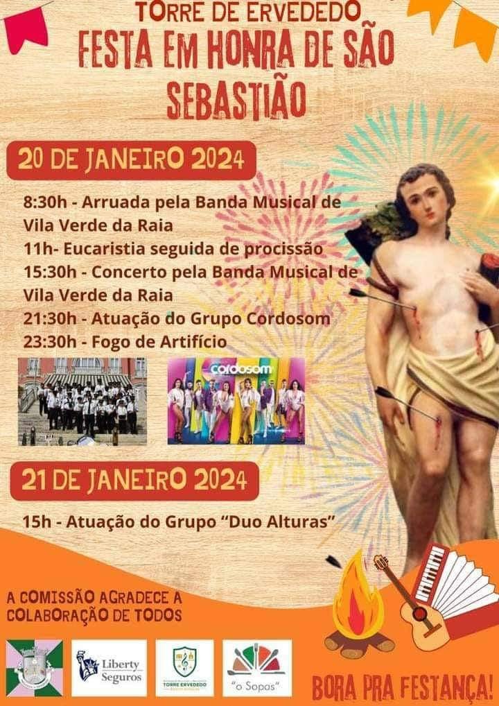 Cartaz Festa em Honra de São Sebastião 2024 - Torre de Ervededo