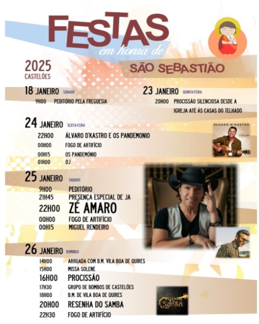 Cartaz Festa em Honra de São Sebastião 2025 - Castelões