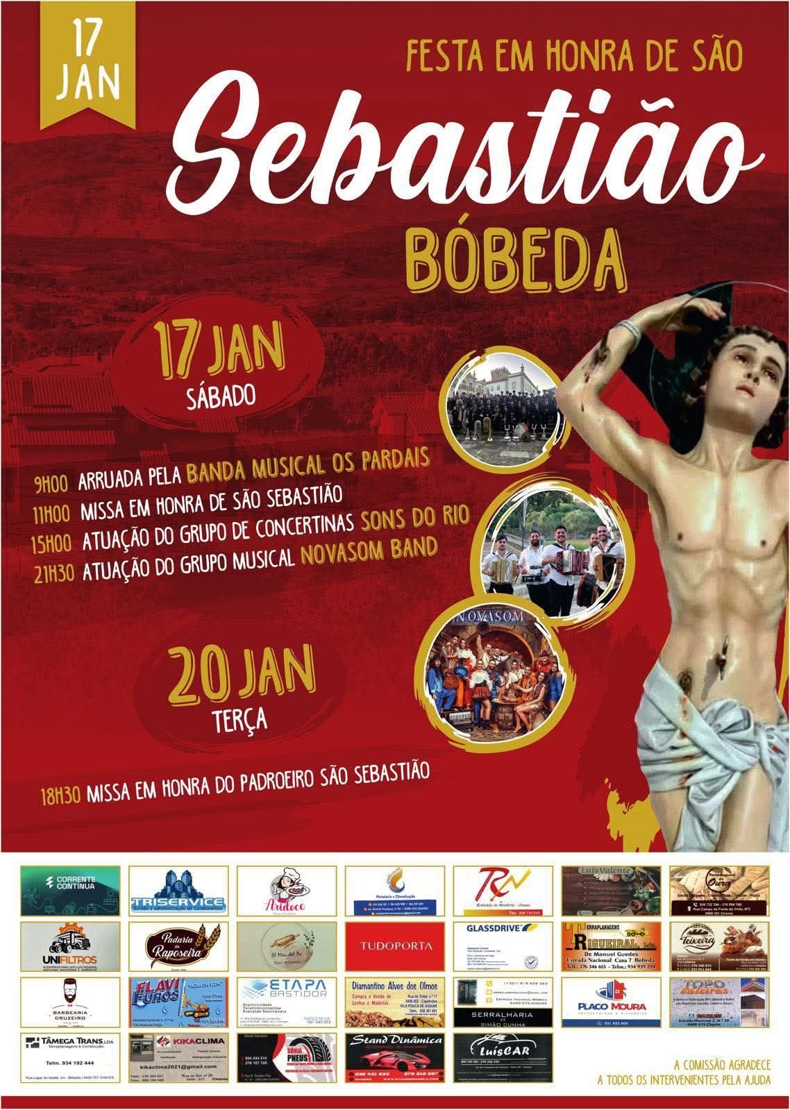 Cartaz Festa em honra de São Sebastião 2026 - Bóbeda
