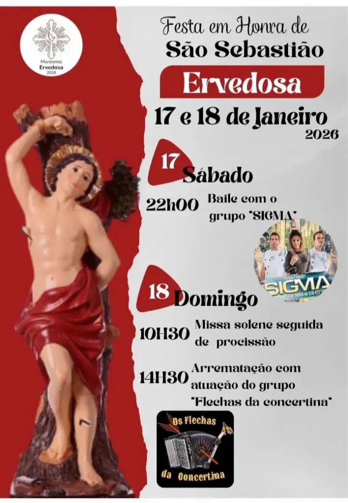 Cartaz Festa em honra de São Sebastião 2026 - Ervedosa