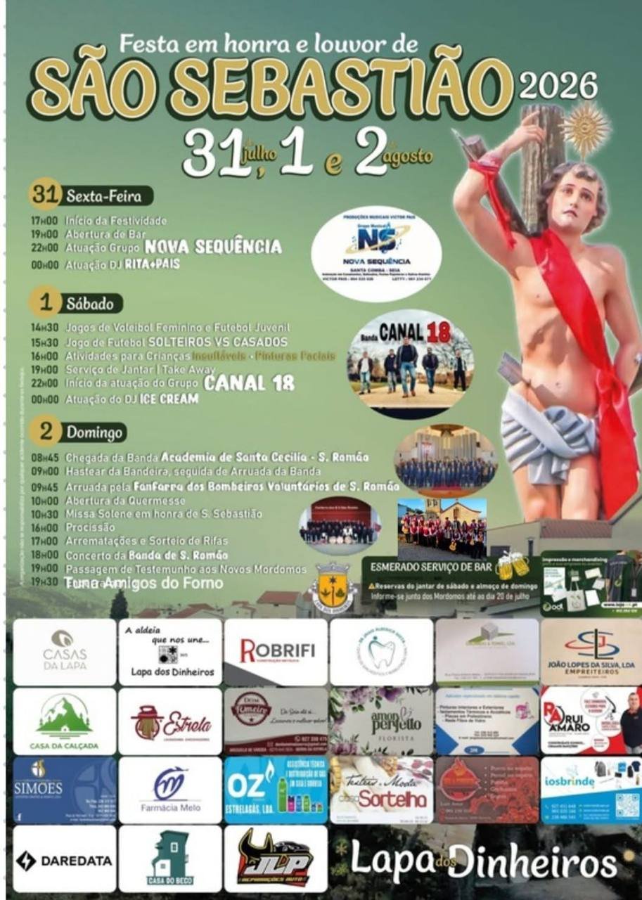 Cartaz Festa em honra de São Sebastião 2026 - Lapa dos Dinheiros