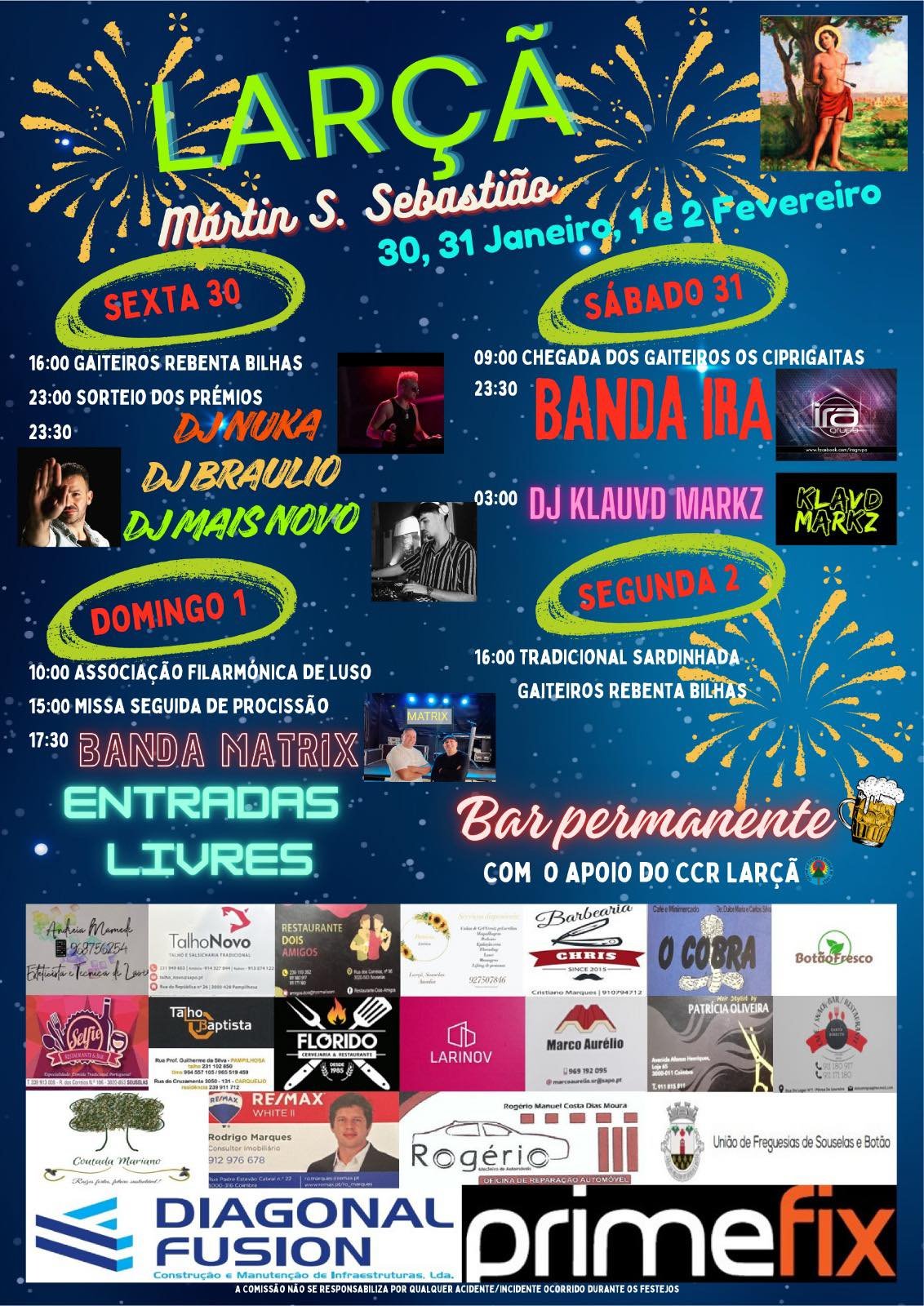 Cartaz Festa em honra de São Sebastião 2026 - Larçã