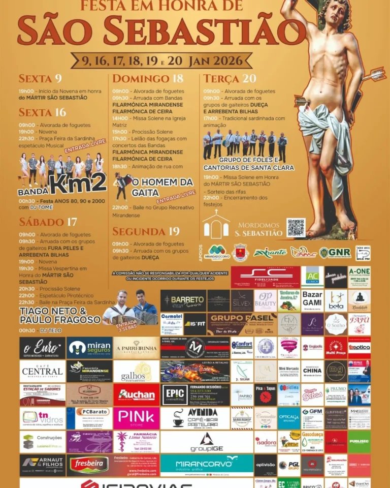 Cartaz Festa em honra de São Sebastião 2026 - Miranda do Corvo
