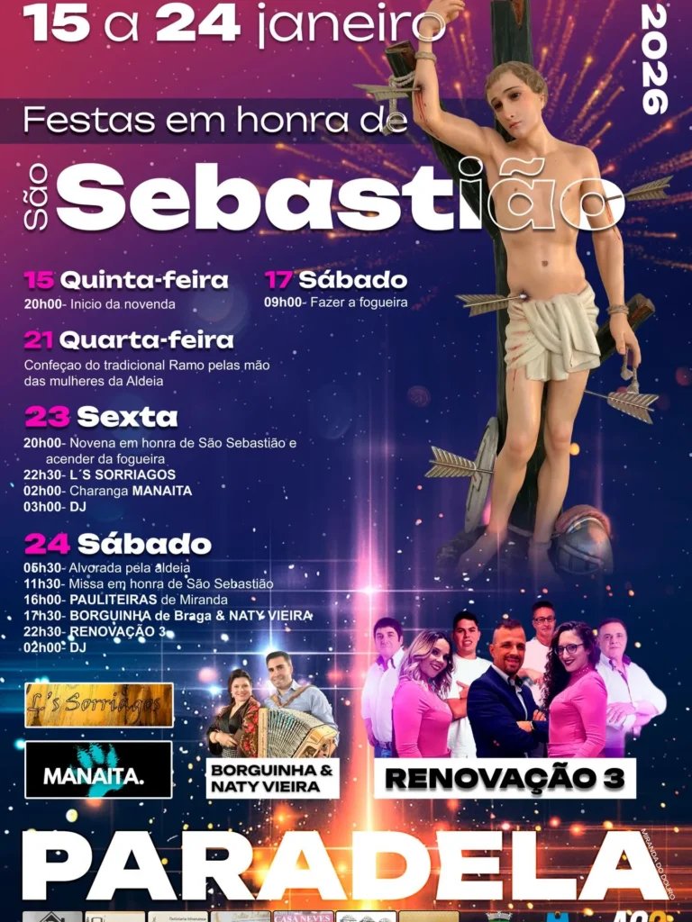 Cartaz Festa em honra de São Sebastião 2026 - Paradela