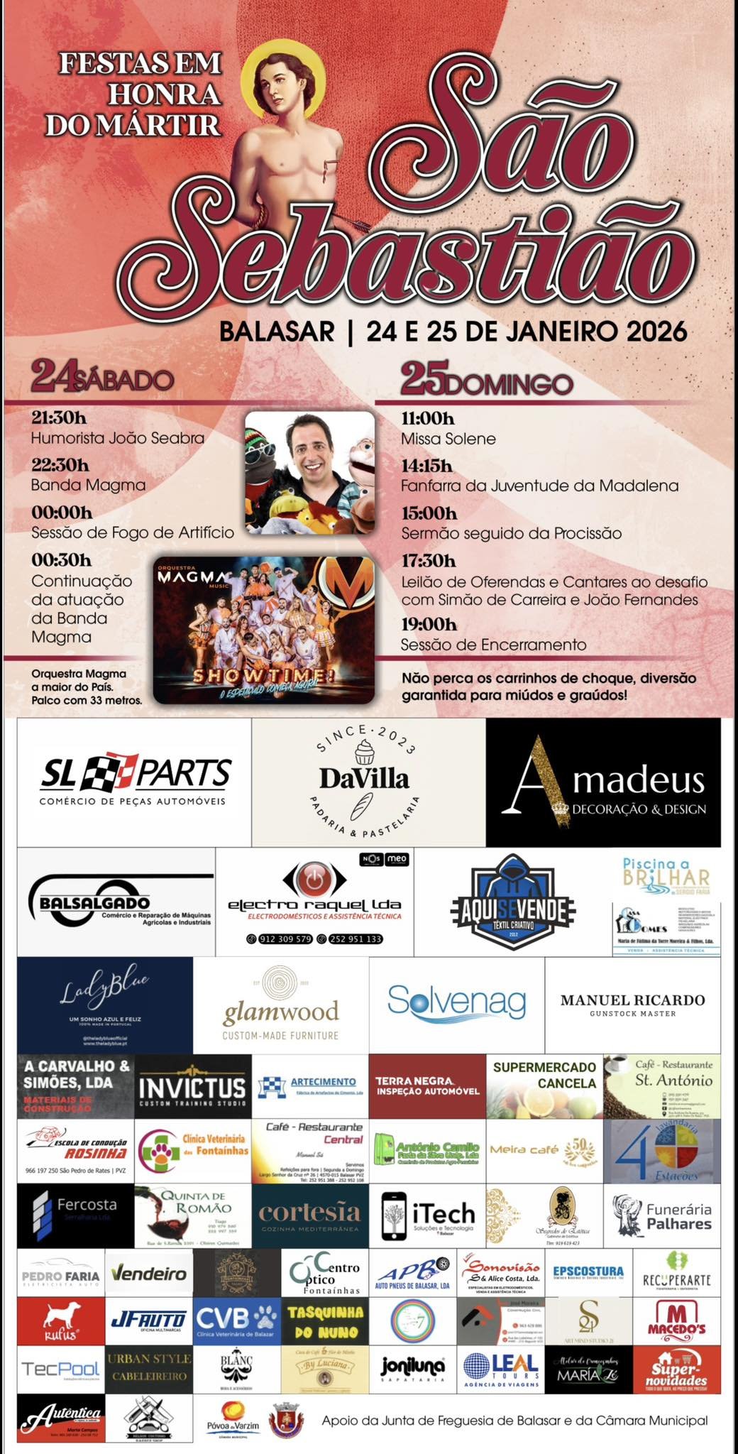 Cartaz Festa em Honra de São Sebastião 2026 - Póvoa de Varzim