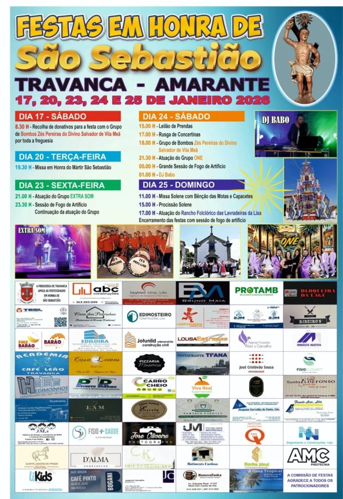 Cartaz Festa em honra de São Sebastião 2026 - Travanca