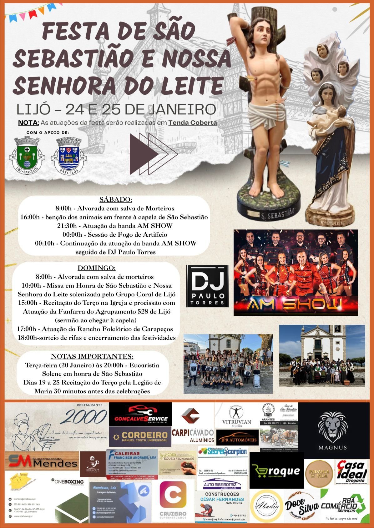 Cartaz Festa em honra de São Sebastião e Nossa Senhora do Leite 2026 - Lijó