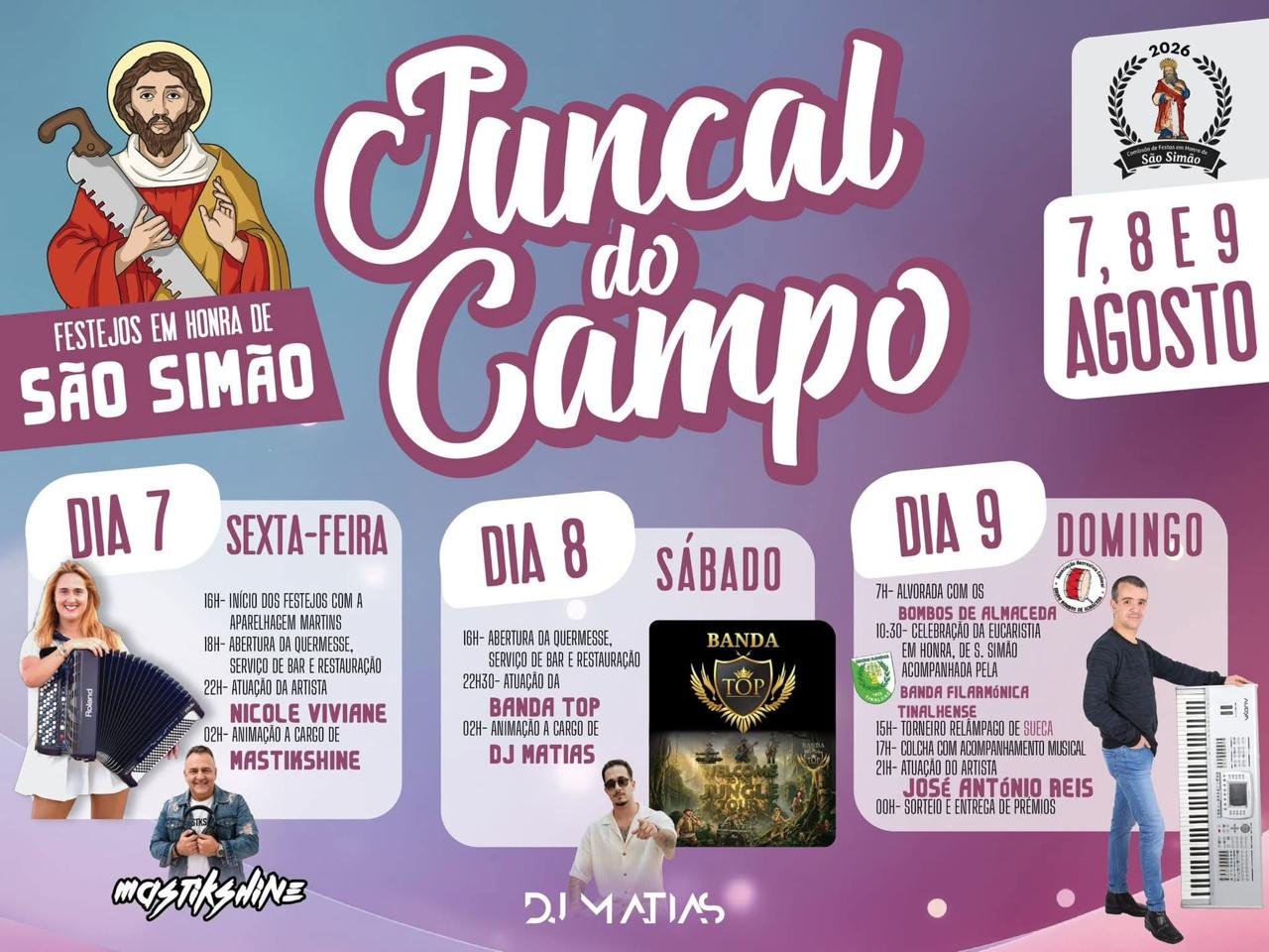 Cartaz Festa em honra de São Simão 2026 - Juncal do Campo