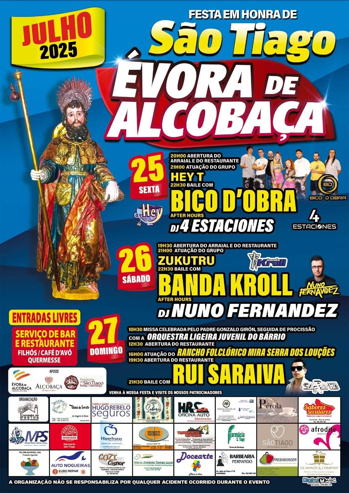 Cartaz Festa em Honra de São Tiago 2025 - Évora de Alcobaça