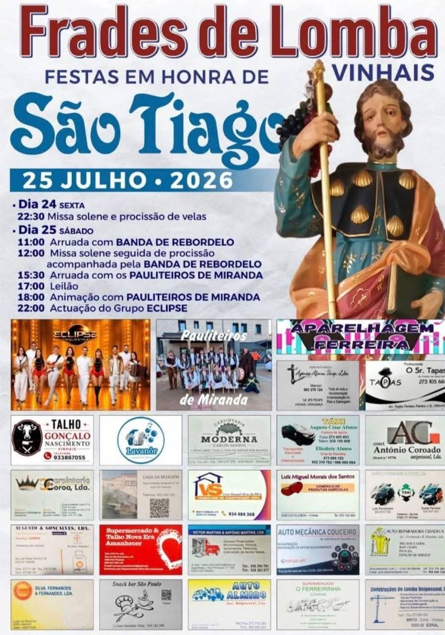 Cartaz Festa em honra de São Tiago 2026 - Frades de Lomba