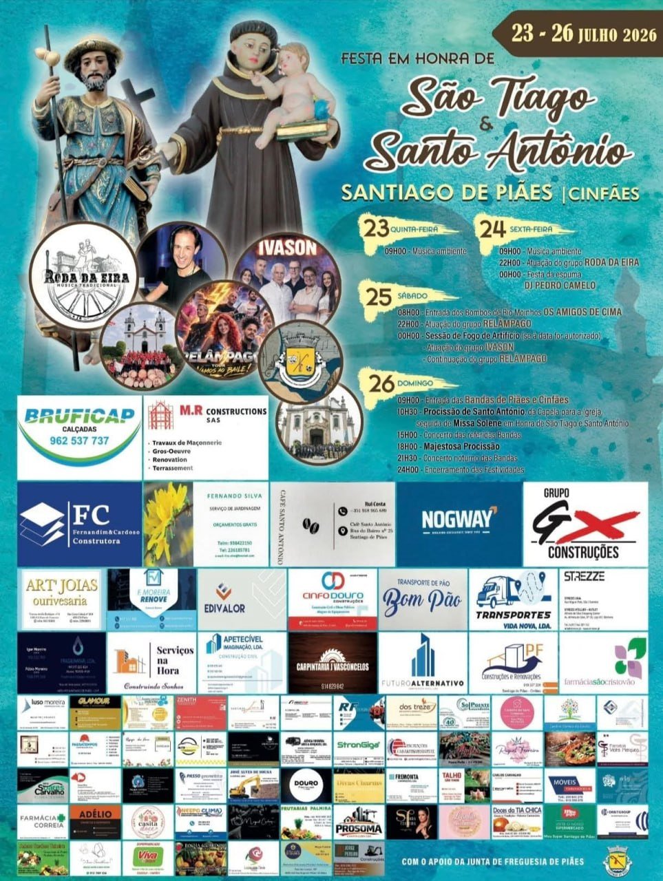 Cartaz Festa em honra de São Tiago e Santo António 2026 - Santiago de Piães