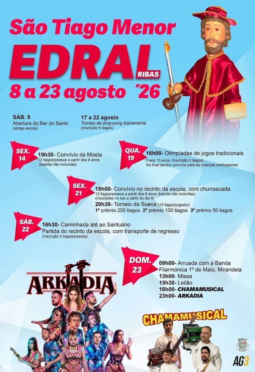 Cartaz Festa em honra de São Tiago Menor 2026 - Edral