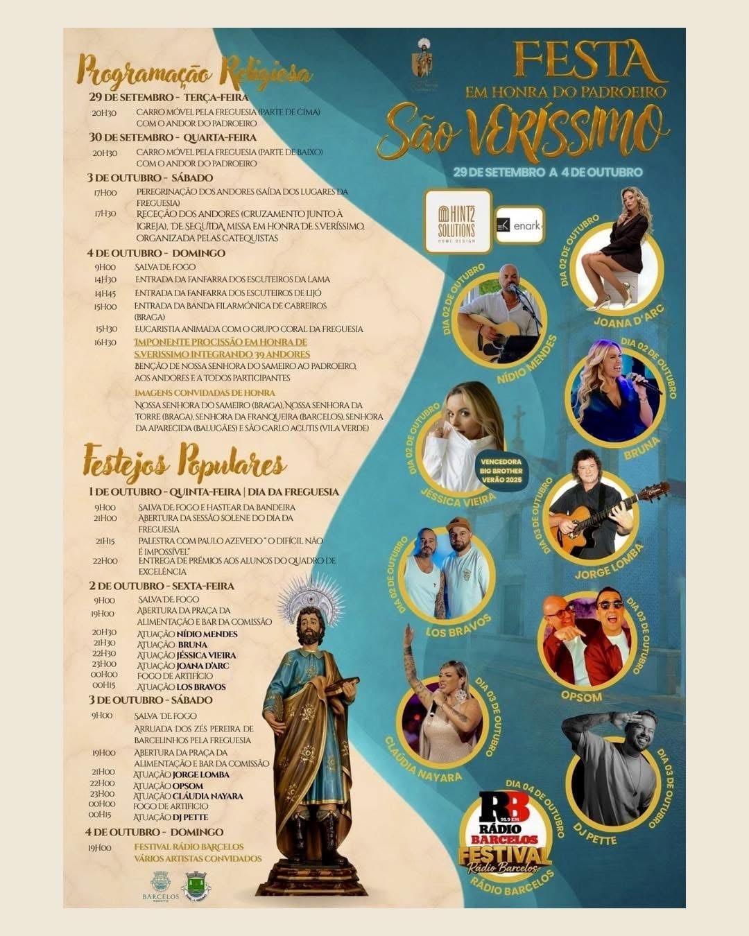 Cartaz Festa em honra de São Veríssimo 2026 - Barcelos
