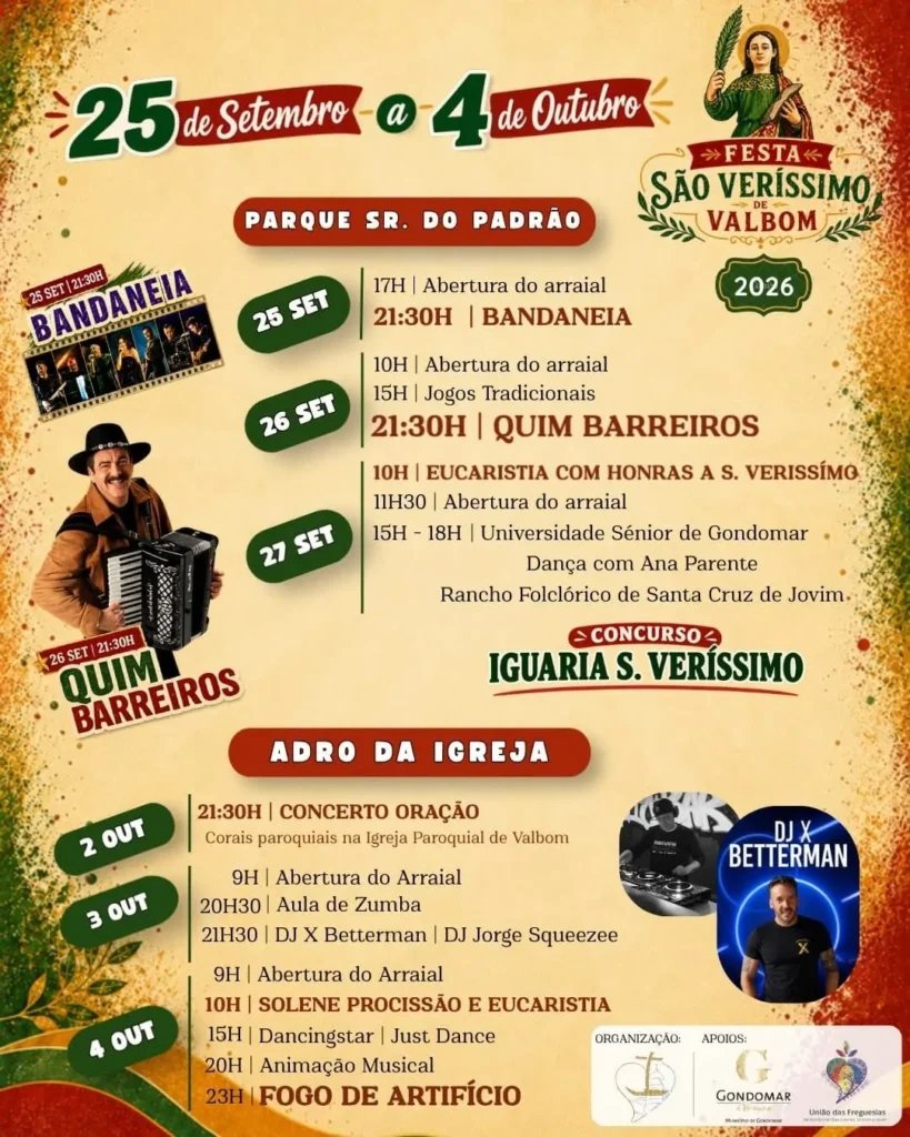 Cartaz Festa em honra de São Veríssimo 2026 - Valbom