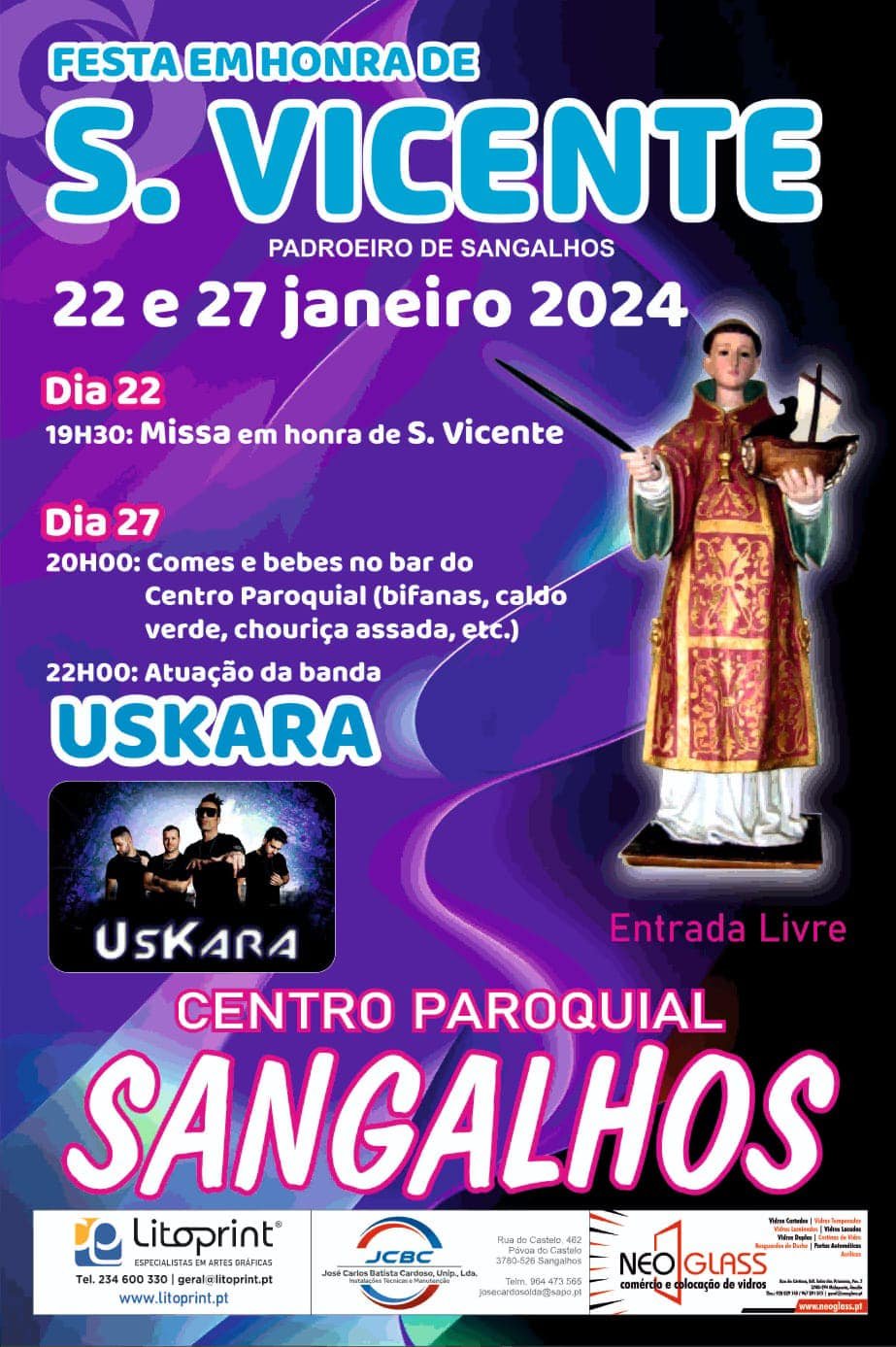 Cartaz Festa em Honra de São Vicente 2024 - Sangalhos