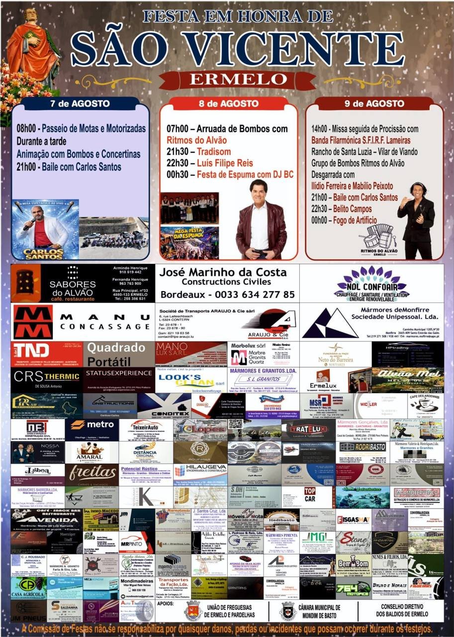 Cartaz Festa em honra de São Vicente 2026 - Ermelo