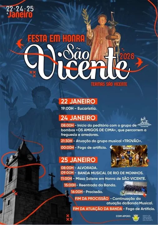 Cartaz Festa em honra de São Vicente 2026 - Termas São Vicente