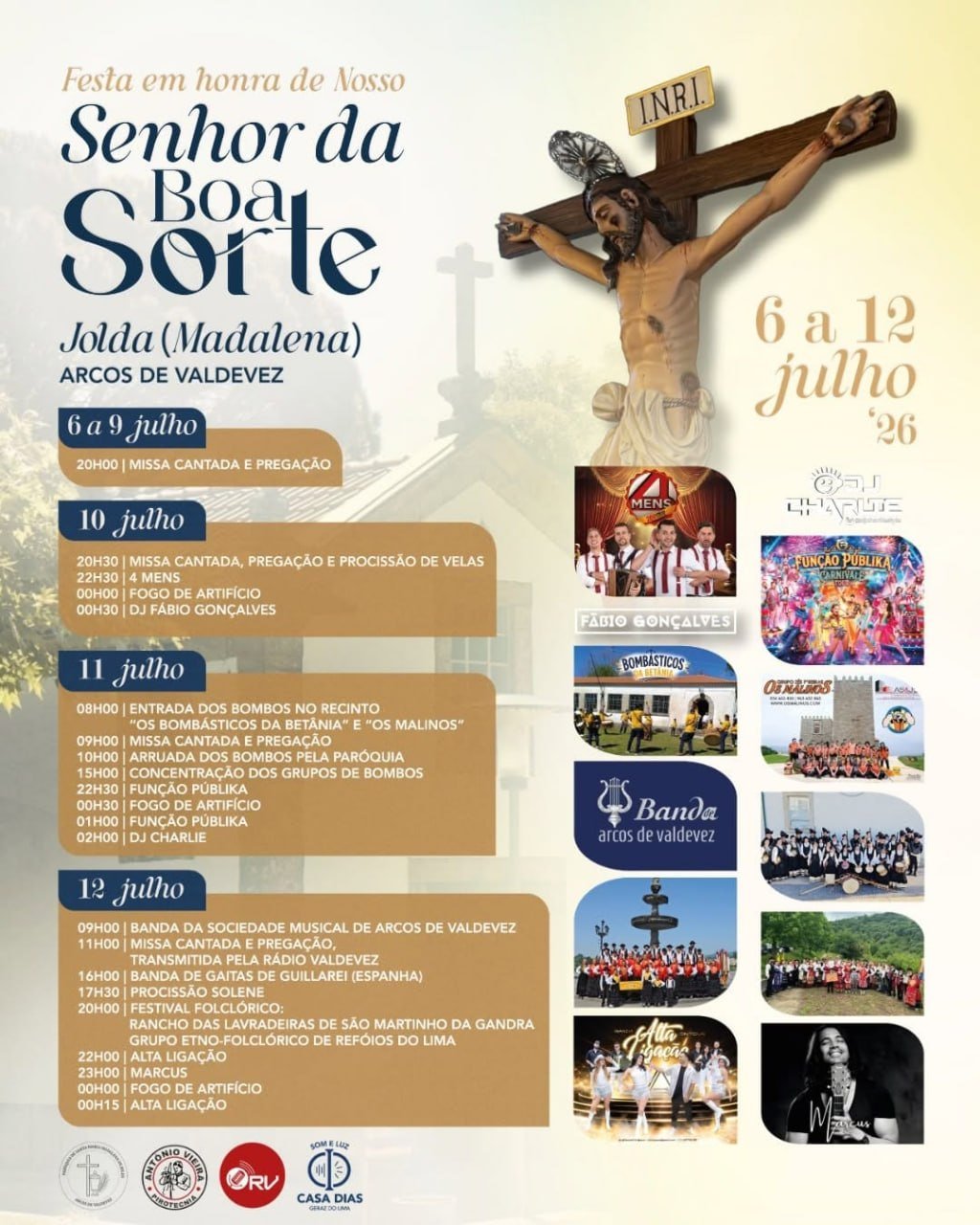 Cartaz Festa em honra de Senhor da Boa Sorte 2026 - Jolda (Madalena)