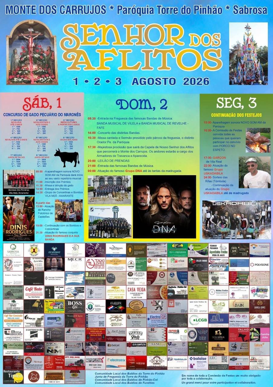 Cartaz Festa em honra de Senhor dos Aflitos 2026 - Monte dos Carrujos