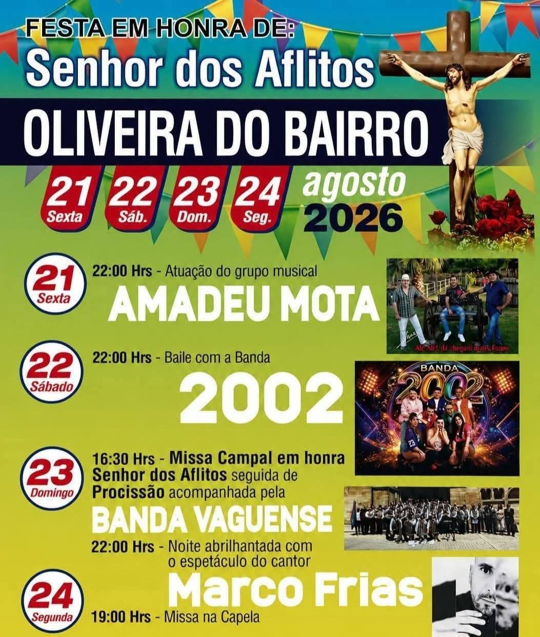 Cartaz Festa em honra de Senhor dos Aflitos 2026 - Oliveira do Bairro
