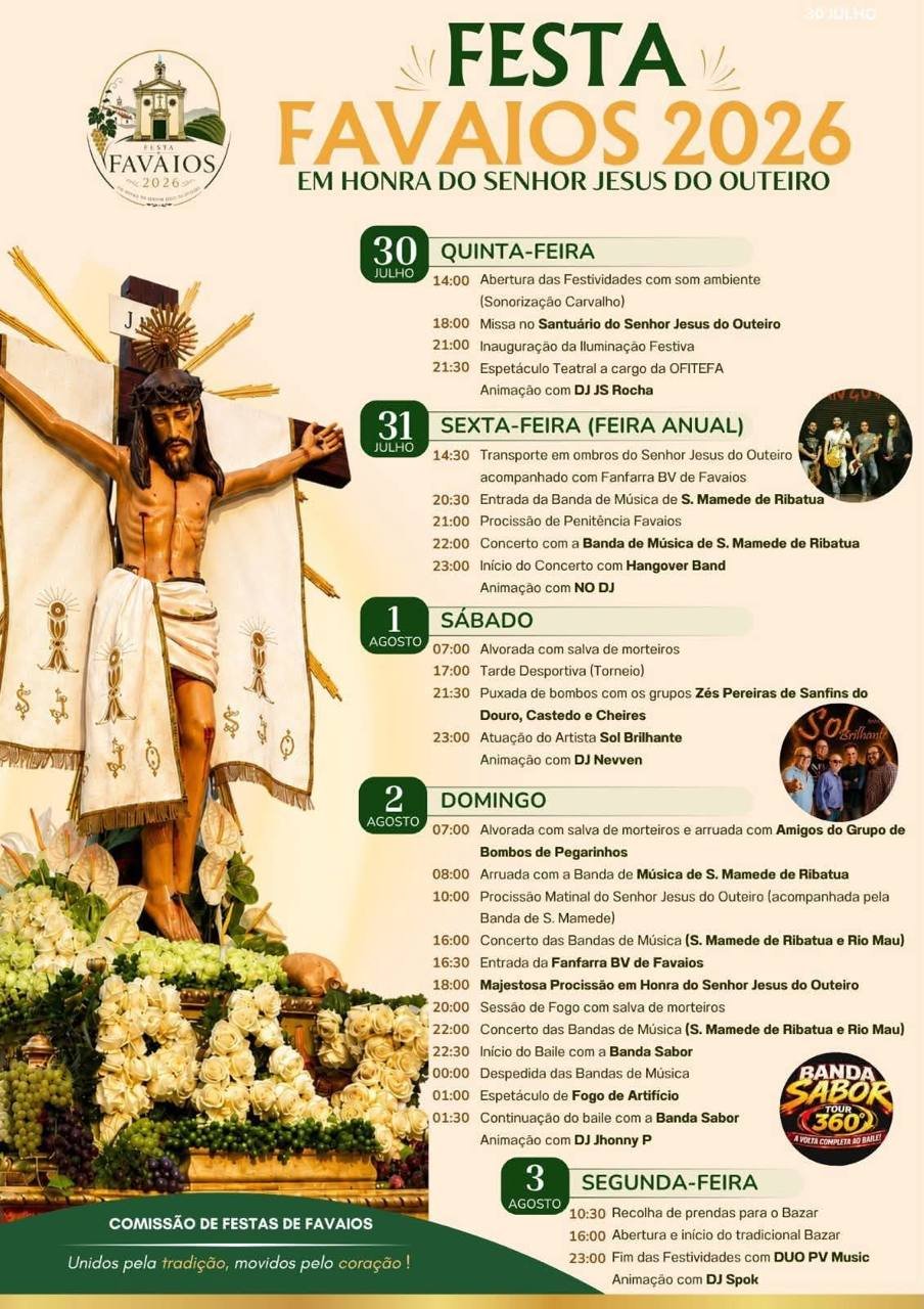Cartaz Festa em honra de Senhor Jesus do Outeiro 2026 - Favaios