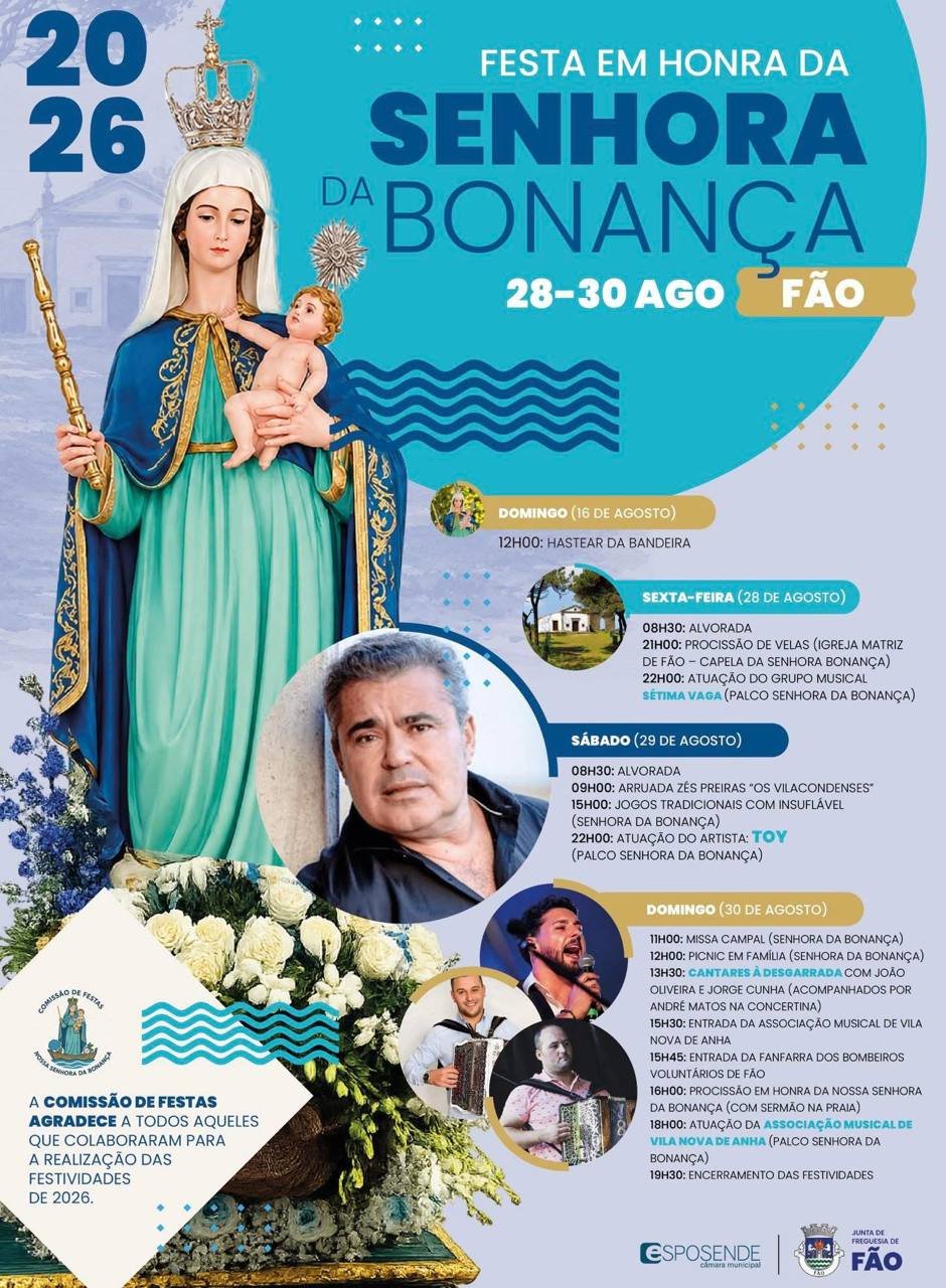 Cartaz Festa em honra de Senhora da Bonança 2026 - Fão