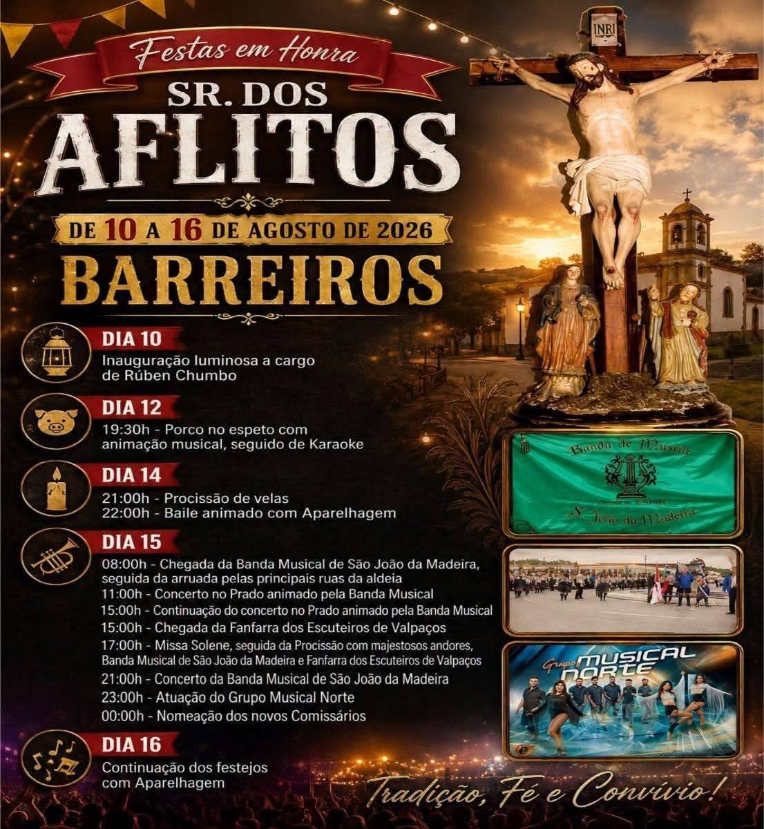 Cartaz Festa em honra de Sr. dos Aflitos 2026 - Barreiros