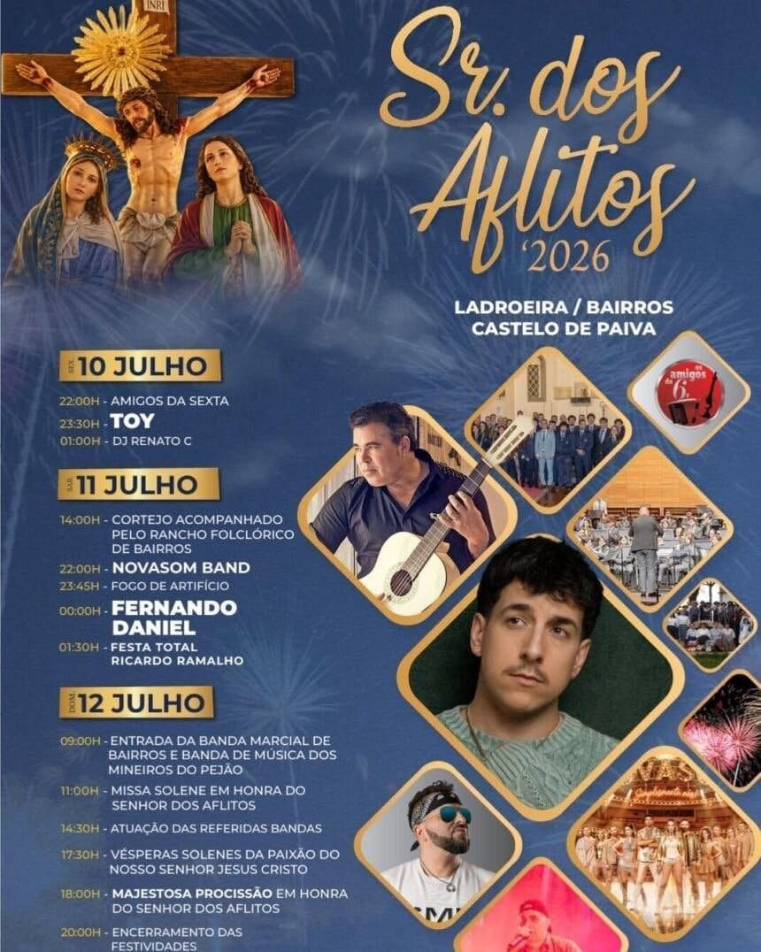 Cartaz Festa em honra de Sr. dos Aflitos 2026 - Lardoeira/Bairros