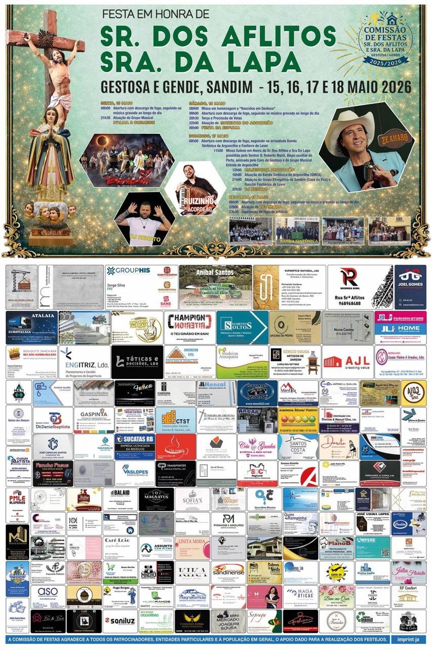 Cartaz Festa em honra de Sr. dos Aflitos e Sra. da Lapa 2026 - Sandim