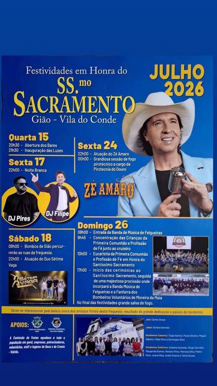 Cartaz Festa em honra de SS.mo Sacramento 2026 - Gião
