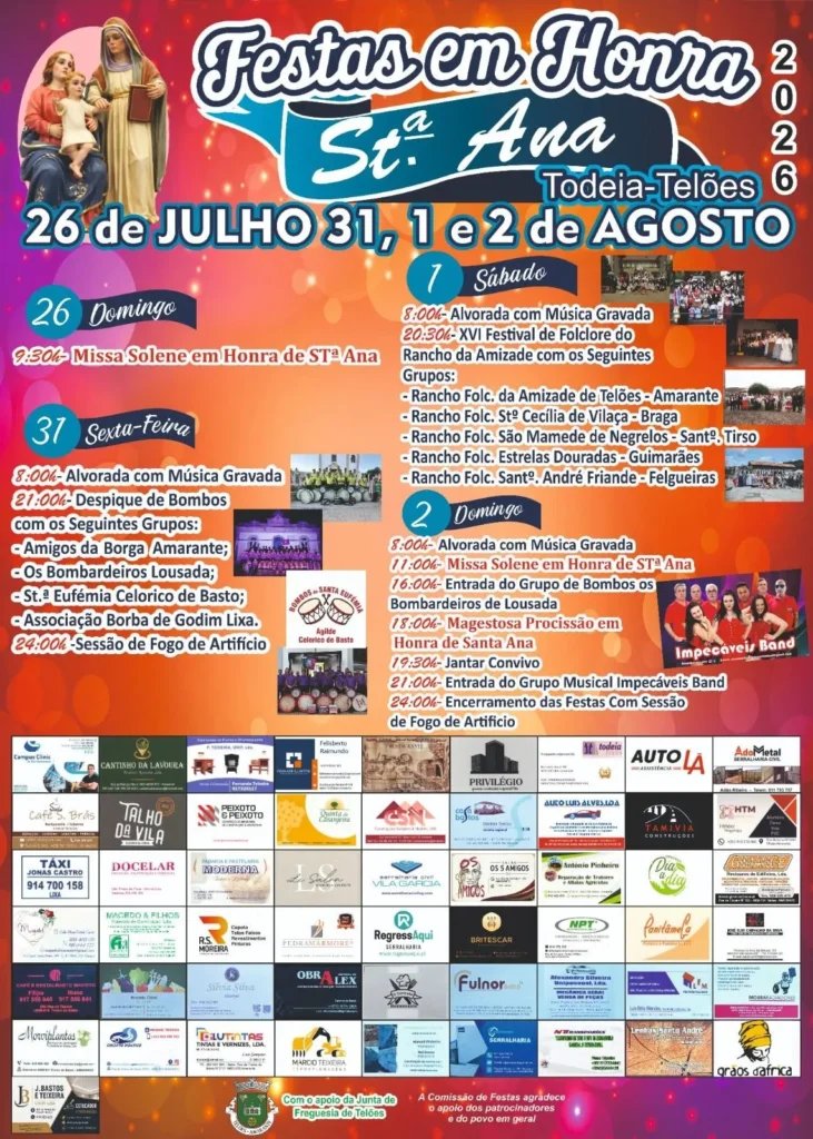 Cartaz Festa em honra de Stª Ana 2026 - Todeia-Telões