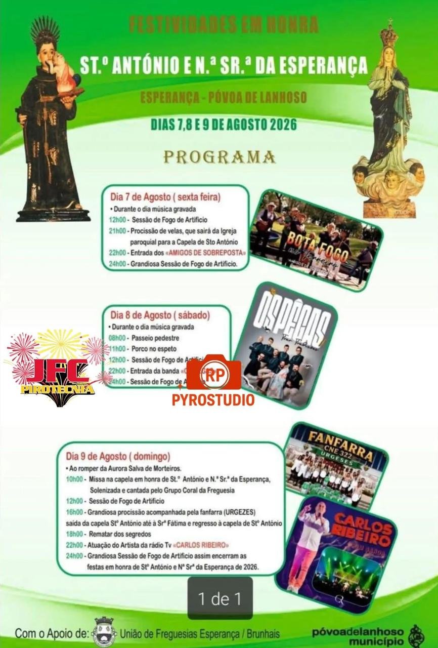 Cartaz Festa em honra de St.º António e N.ª Sr.ª da Esperança 2026 - Esperança