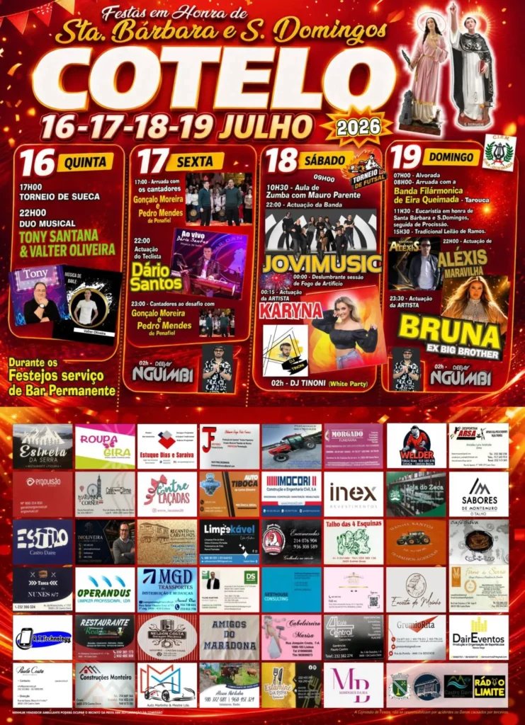 Cartaz Festa em honra de Sta. Bárbara e S. Domingos 2026 - Cotelo