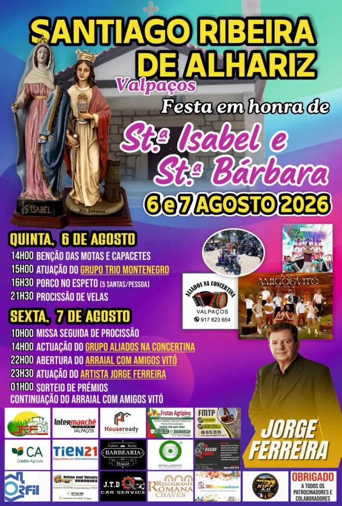 Cartaz Festa em honra de Sta. Isabel e Sta. Bárbara 2026 - Santiago Ribeira de Alhariz