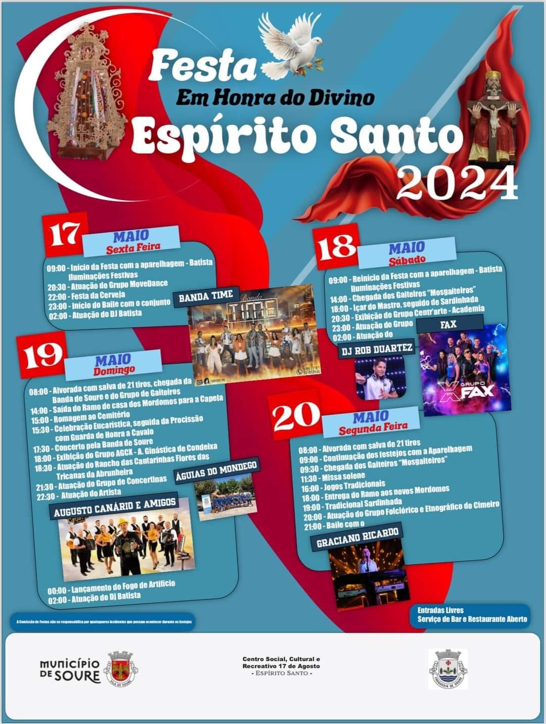Cartaz Festa em Honra do Divino Espirito Santo 2024 - Soure