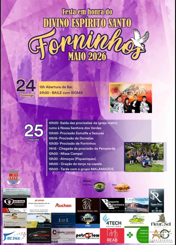 Cartaz Festa em honra do Divino Espírito Santo 2026 - Forninhos