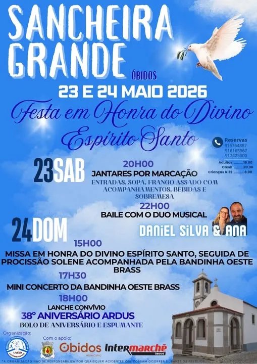 Cartaz Festa em honra do Divino Espírito Santo 2026 - Sancheira Grande
