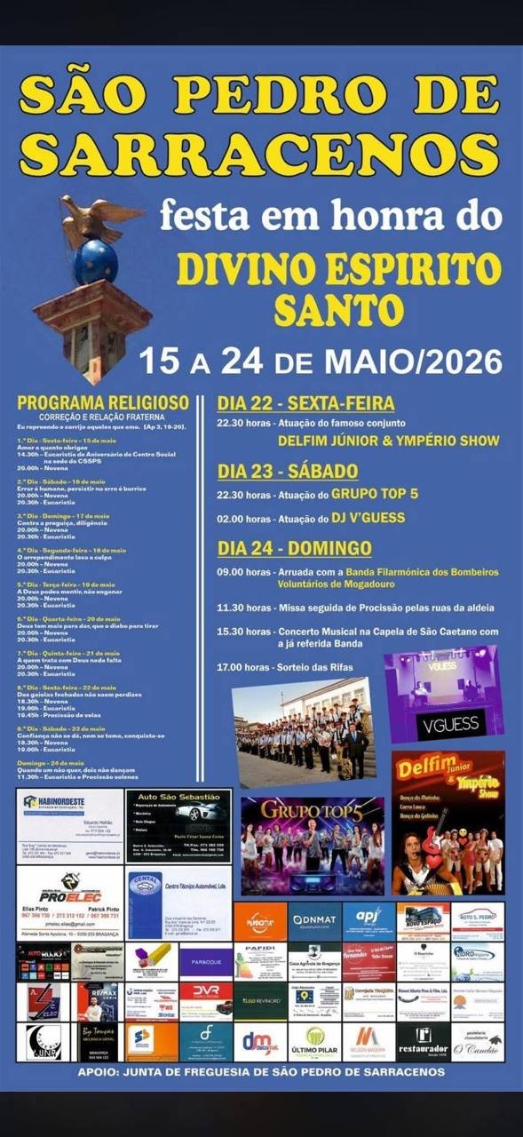 Cartaz Festa em honra do Divino Espirito Santo 2026 - São Pedro de Sarracenos