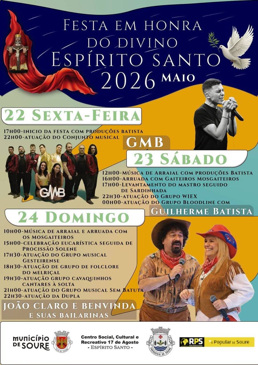 Cartaz Festa em honra do Divino Espírito Santo 2026 - Soure