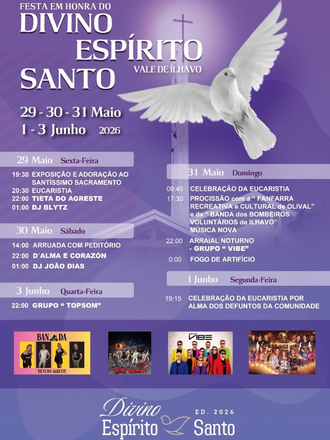 Cartaz Festa em honra do Divino Espírito Santo 2026 - Vale de Ílhavo