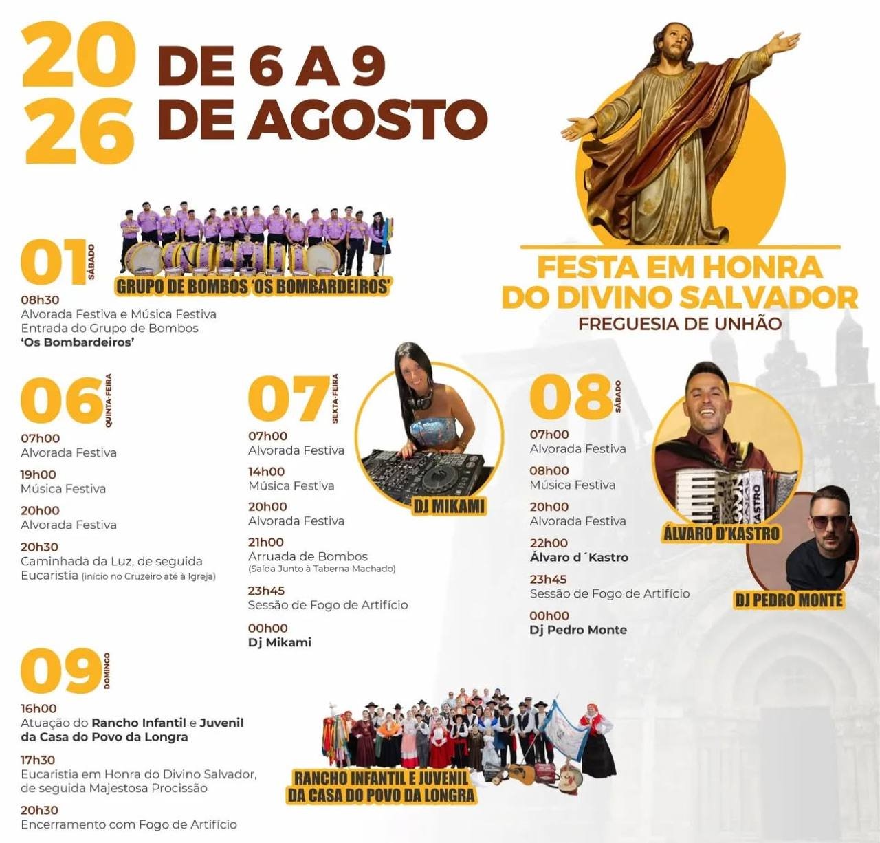 Cartaz Festa em honra do Divino Salvador 2026 - Unhão