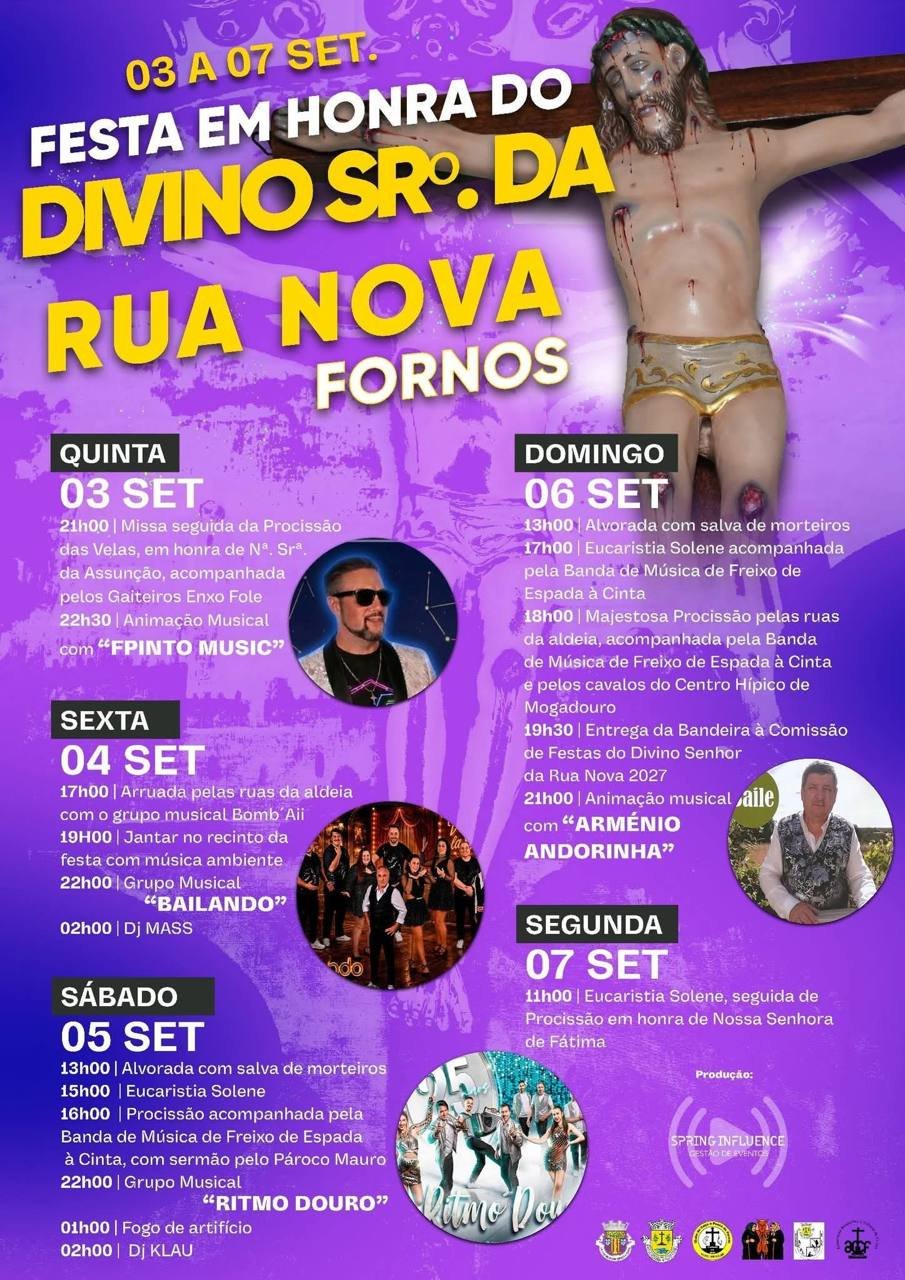 Cartaz Festa em honra do Divino Sr. da Rua Nova 2026 - Fornos