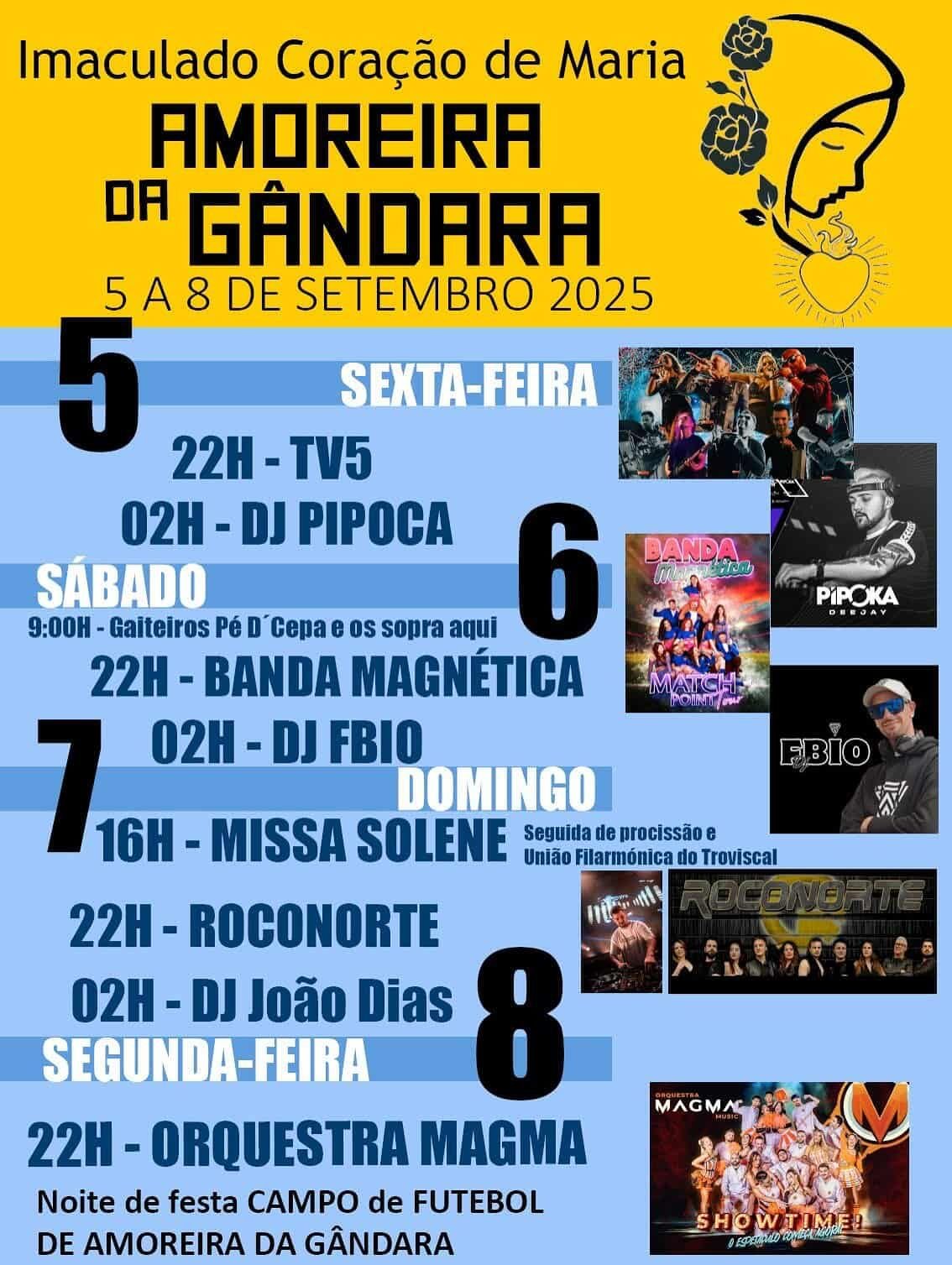 Cartaz Festa em Honra do Imaculado Coração de Maria 2025 - Amoreira da Gândara