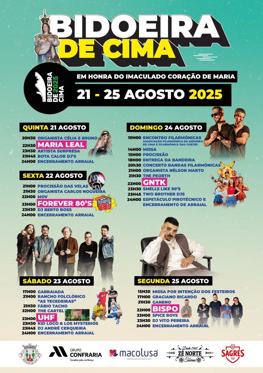 Cartaz Festa em Honra do Imaculado Coração de Maria 2025 - Bidoeira de Cima