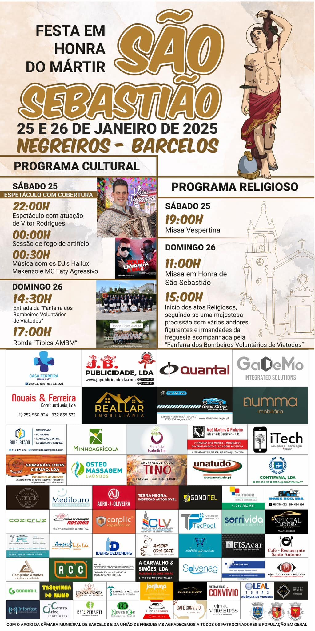Cartaz Festa em Honra do Mártir de São Sebastião 2025 - Barcelos